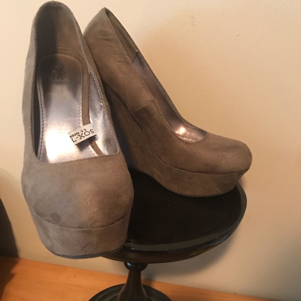 Suede wedge heels